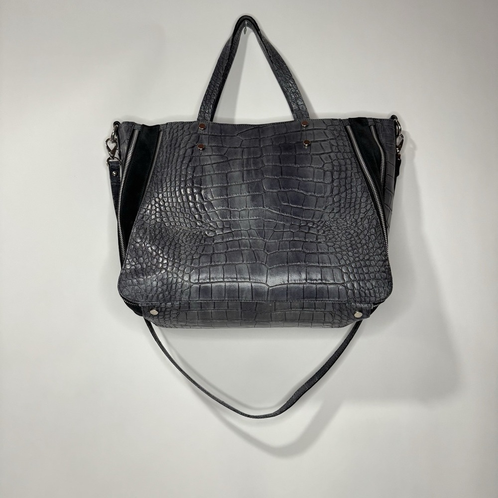 Claudia Firenze gray crocodile embossed genuine leather handbag. Made In Italy. - Picture 5 of 16